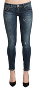 Blue Washed Low Waist Skinny Denim Slim Trouser