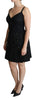 Black Rose Appliqué Sheath Mini Jaquard Dress
