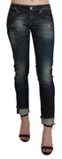 Blue Washed Low Waist Skinny Cropped Denim Pant