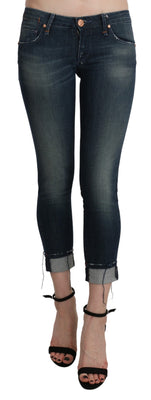 Blue Washed Low Waist Skinny Cropped Denim pant