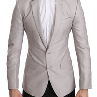 Silver Wool Slim Fit Jacket Coat Blazer