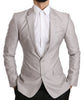 Silver Wool Slim Fit Jacket Coat Blazer