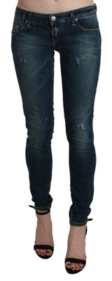 Blue Washed Low Waist Skinny Denim Jeans