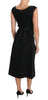 Black Wool Stretch A-line Sheath Dress