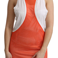 Orange White Crewneck Sleeveless Tank T-shirt Dress Top