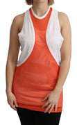 Orange White Crewneck Sleeveless Tank T-shirt Dress Top