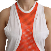 Orange White Crewneck Sleeveless Tank T-shirt Dress Top