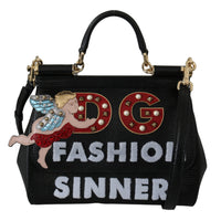Black Fashion Sinner Patch Shoulder Borse Sicily Purse Bag