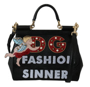 Black Fashion Sinner Patch Shoulder Borse Sicily Purse Bag