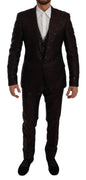 Maroon Brocade 3 Piece Formal MARTINI Suit