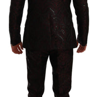 Maroon Brocade 3 Piece Formal MARTINI Suit