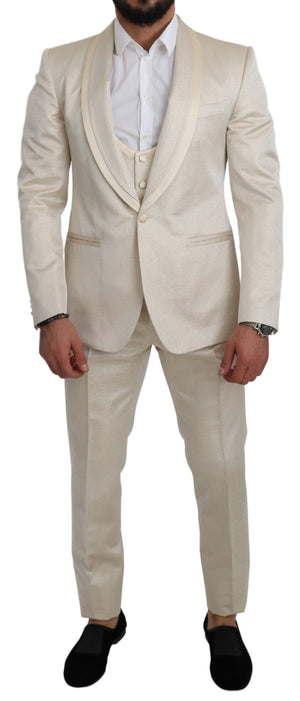 Beige Crème 3 Piece SICILIA Shawl Wool Suit