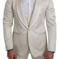 Beige Crème 3 Piece SICILIA Shawl Wool Suit