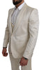 Beige Crème 3 Piece SICILIA Shawl Wool Suit