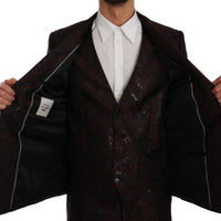 Maroon Brocade 3 Piece Formal MARTINI Suit