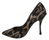 Brown Leopard Crystals High Heels Pumps Shoes