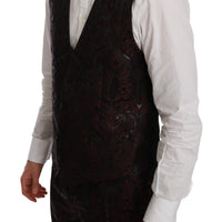 Maroon Brocade 3 Piece Formal MARTINI Suit