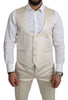 Beige Crème 3 Piece SICILIA Shawl Wool Suit