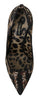 Brown Leopard Crystals High Heels Pumps Shoes