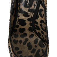 Brown Leopard Crystals High Heels Pumps Shoes