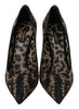 Brown Leopard Crystals High Heels Pumps Shoes