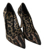 Brown Leopard Crystals High Heels Pumps Shoes