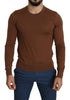 Brown 100% Cashmere Crewneck Pullover Sweater