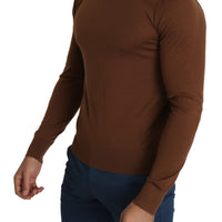 Brown 100% Cashmere Crewneck Pullover Sweater