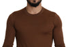 Brown 100% Cashmere Crewneck Pullover Sweater