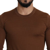 Brown 100% Cashmere Crewneck Pullover Sweater