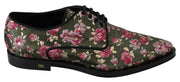 Green Jacquard Floral Dress Broque Shoes