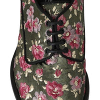 Green Jacquard Floral Dress Broque Shoes