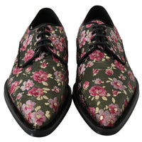 Green Jacquard Floral Dress Broque Shoes