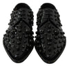 Black Leather Crystals Dress Broque Shoes