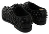 Black Leather Crystals Dress Broque Shoes