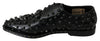 Black Leather Crystals Dress Broque Shoes