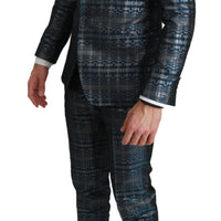 Blue Silver GOLD Jacquard 2 Piece Suit