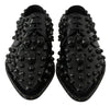 Black Leather Crystals Dress Broque Shoes