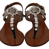 Leather Ayers Crystal Sandals Flip Flops Shoes