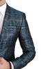 Blue Silver GOLD Jacquard 2 Piece Suit