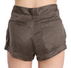 Brown Mid Waist Linen Micro Mini Shorts