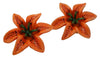 Gold Tone Lilium Flower Resin Clip-on Jewelry Earrings