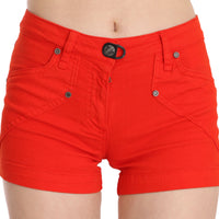 Orange Mid Waist Cotton Denim Mini