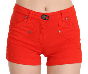 Orange Mid Waist Cotton Denim Mini