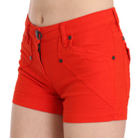 Orange Mid Waist Cotton Denim Mini