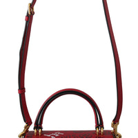 Red Leather Graffiti Print Crossbody WELCOME Bag