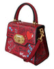 Red Leather Graffiti Print Crossbody WELCOME Bag