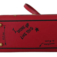Red Leather Graffiti Print Crossbody WELCOME Bag