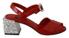 Red Patent Leather Crystal Sandals Shoes