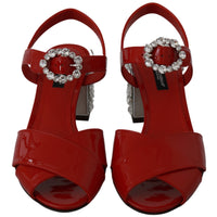 Red Patent Leather Crystal Sandals Shoes